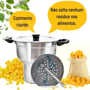 Bs Aluminio Cuscuzeira De Aluminio Panela Grande N°18 Queima De Estoque Cor Prateado - Imagem 4