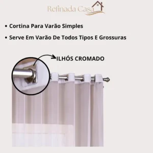 Cortina Lima 3 Metros X 2,80m Voil Quarto Janela Porta Voal Branco - Imagem 3