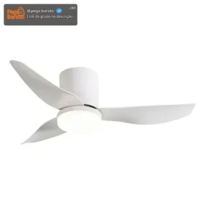 Ventilador De Teto Com Luz Led Silencioso Controle Remoto 86 Cm 50hz/60hz Branco Abs 3 - Imagem 1