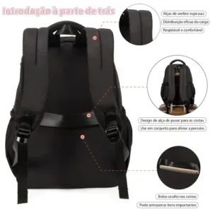 Mochila feminina, impermeável, reforçada, com capacidade para laptop de 15,6 polegadas, 24L, mochila para viagens diárias e para a escola - Imagem 8