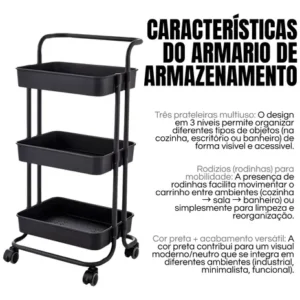 Carrinho Ferramentas Mecânico Oficina Prateleiras Rodas - Imagem 4