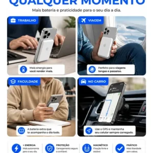 Power Bank Carregador Magsafe 5000mh Magnético Iphone Induçã - Imagem 7