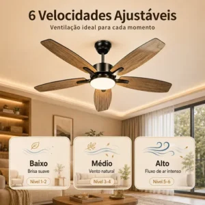 Lynkalat Ventilador Teto Madeira 42 Led Silencioso Ctrl - Imagem 4