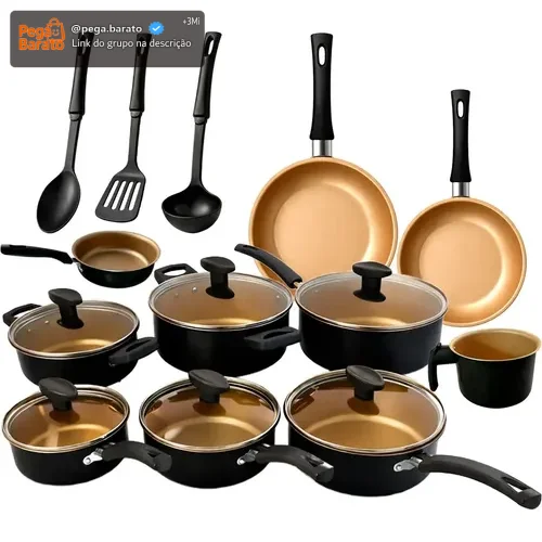 Jogo De Panelas 13 Peças Aluminio Teflon Antiaderente Com Tampas De Vidro Imperial