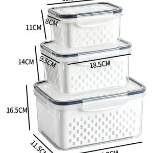 Kit 3 Organizadores Geladeira Alimentos Vegetais Com Tampas - Imagem 3