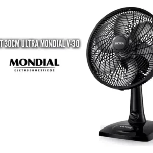 Ventilador De Mesa ou Parede Ultra Mondial 50w V-30-6p-b Material Das Pás Plástico Quantidade De Pás 6 Cor Preto - Imagem 4