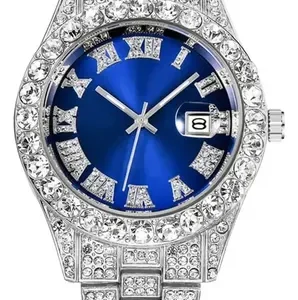 Relogio Quartzo Prata Masculino Diamante Cravejado - Imagem 2
