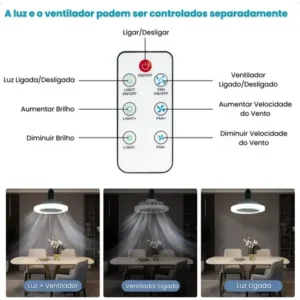 Ventilador de Teto LED com Controle Remoto 30W Bivolt Luz Branco-frio - Imagem 8