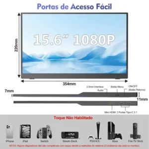 Monitor Portátil Touch 15.6'' Ips Full Hd 60hz Com Alto-falante - Imagem 7