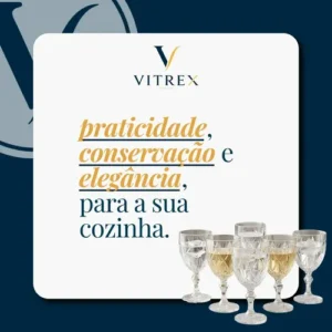 Jogo 6 Taças de Cristal 340ml Diamond Transparente Lapidado Vitrex - Imagem 7