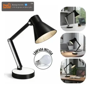 Luminaria Articulada Mesa Abajur Escritório Estudo Quarto Cor da estrutura Preto Marx Greg 3D - Imagem 1