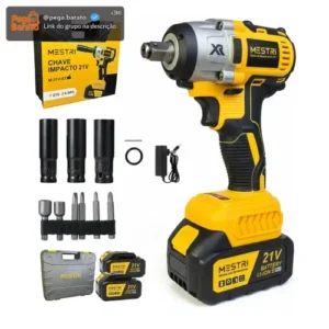 Chave De Impacto a Bateria Profissional Recarregável 4ah Brushless Parafusadeira Furadeira Alta Potência Sem Escova 2 Baterias MESTRI - Imagem 1
