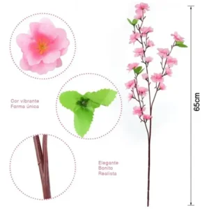 Kit 10 Flor Artificial Cerejeira Galhos Decoraçã Par Quartos - Imagem 3