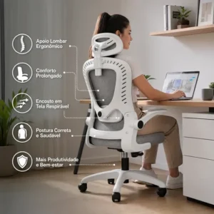 Cadeira De Escritório Ergonômica Giratória Tela Mesh Premium - Imagem 2