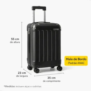 Mala De Viagem Bordo Mão Pequena 10kg Abs Cadeado 360 - Imagem 4