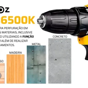Parafusadeira Furadeira De Impacto 21v Pb6500k Oz Com Kit Brocas E Buchas 300 Peças The Black Tools - Imagem 4