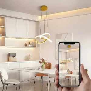 Lustre Pendente Led Modern, Luminaria De Teto 3 Em 1 Dourado - Imagem 8