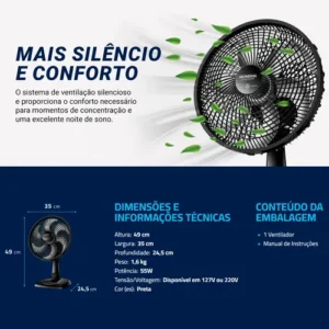 Ventilador De Mesa 30cm Super Power 60w Vsp-30-b Turbo - Imagem 5
