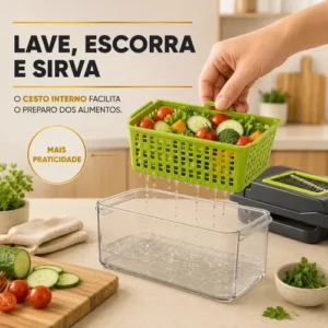 Cortador Fatiador Ralador De Legumes Frutas Vegetais Triturador Picador Manual 16 Peças para Cozinha Mandolin Inox Sólar - Imagem 10