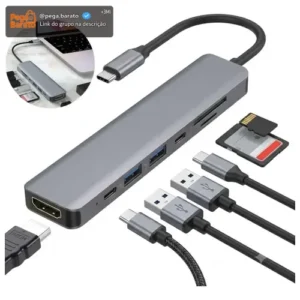 Adaptador Hub Usb-c 7 Em 1 Usb E Hdmi 4k Compatível Macbook - Imagem 1
