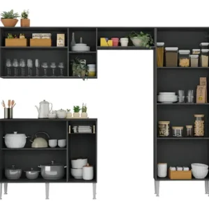 Armário de Cozinha Compacta Pequim UP Multimóveis com Balcão - Preto - Imagem 6