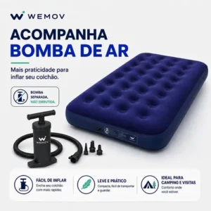 Colchão Inflável Casal grande Confortável e Aveludado para Acampamento com Bomba de Ar - Aguenta até 300kg - Wemov - Imagem 3