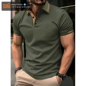 Camisa Polo Manga Curta Casual Masculina - Imagem 1