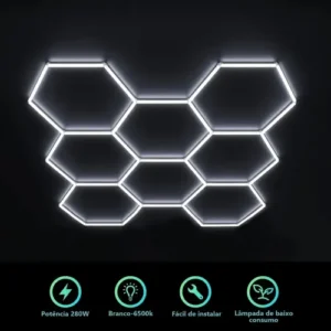 Iluminação Led Hexagonal Colmeia 8 Células Branco Frio Teto - Imagem 8