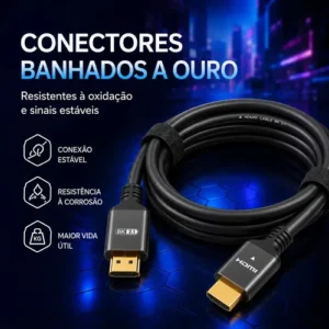 Cabo HDMI 8K 2.1 Blackone 2m Compatível PS5 Xbox 48Gbps Conector Ouro - Imagem 4