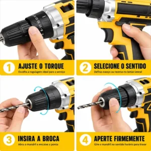 Parafusadeira Furadeira 48v Profissional 2 Baterias Sem Fio - Imagem 4