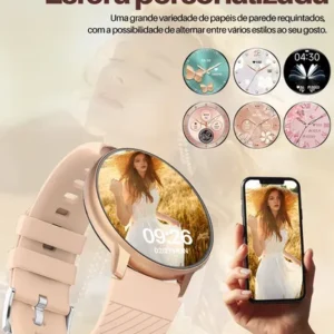 Smartwatch Chamada Relógio Inteligente Feminino/mulher Doura Dourado - Imagem 4