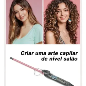 Modelador de Cachos BrisaBras 9mm Cerâmica Revestimento LCD 230°C Rosa Bivolt Duplo - Imagem 3