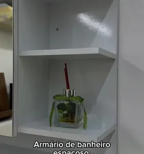CASA JD MÓVEIS Espelheira Cleopatra armario para banheiro com espelheira de 60cm de largura 45cm de altura e 13cm de profundidade e móveis preto nature - Imagem 2