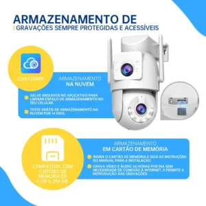 Câmera de Segurança IP 4K, Wi-Fi Dual Band, Lente Dupla, com Sirene, Visão Noturna Colorida, Rotação 355°, Controle por App, Prova D'água, Cor Branca-Jooan - Imagem 9