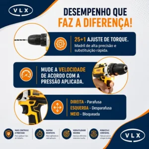 Parafusadeira Furadeira Sem Fio 48v 2 Baterias 340w Bivolt - Imagem 4