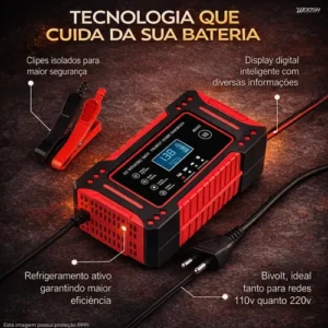 Carregador Inteligente De Bateria Automotiva 12v 6a Bivolt Recupera Baterias 4ah A 100ah Todos Veículos Moto Carro Caminhão Barco - Imagem 4