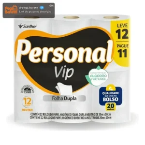 Papel Higiênico Personal Vip Folha Dupla Neutro Kit Com 12 Unidades Super Macio - Imagem 1