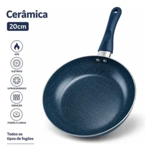 Frigideira Cerâmica Indução Antiaderente Azul 20cm Sem Oléo - Imagem 5