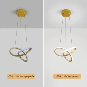 Lustre Pendente Led Modern, Luminaria De Teto 3 Em 1 Dourado - Imagem 6