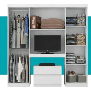 Guarda Roupa Casal 6 Portas 2 Gavetas Porto Branco Móveis Carraro - Imagem 5