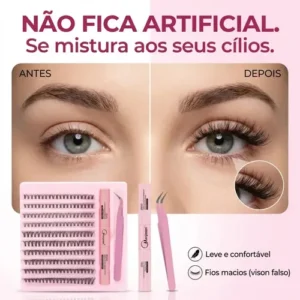 Kit Extensão de Cílios Tufos Mix 30D e 40D com Cola e Pinça para Maquiagem - Imagem 3