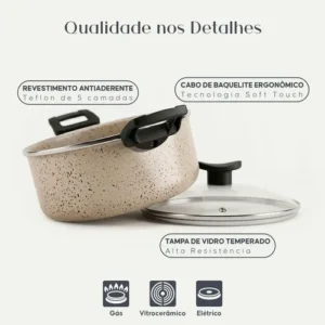 Jogo De Panelas 8 Peças Teflon Antiaderente C Tampa De Vidro - Imagem 8