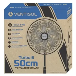 Ventilador Oscilante De Coluna Ventisol Turbo 6 Pás 50cm Preto - Imagem 6