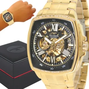 Relógio Technos Automático Masculino Dourado G3265ai1p Dourado Preto - Imagem 8