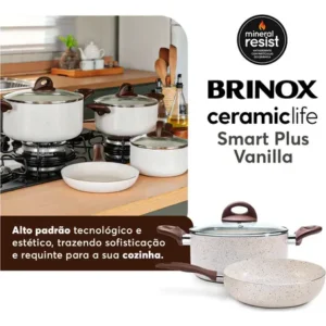 Jogo De Panelas 7 Peças Brinox Ceramic Life Vanilla - Imagem 2
