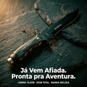 Faca Tática Pescador Lâmina Afiada Aço Inox Corta Limpa Peixe Churrasco Com Bainha + Quebra Vidro - Bondu - Imagem 3