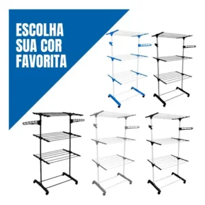 Varal de Chão Epsilon 3 Andares Dobrável com Rodas - Imagem 6