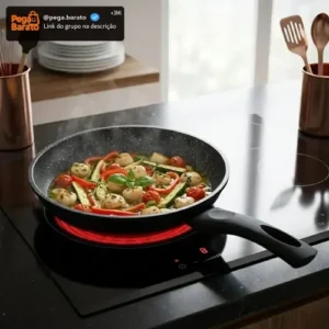 Frigideira De Indução Cerâmica Não Gruda Antiaderente Frita Sem Óleo Grande Fogão A Gás Indução Cooktop Elétrico Panela 24cm Preto Pítia - Imagem 1