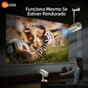 Projetor Basike Inteligente Telescópico com Wi-Fi e Bluetooth, Full HD 4K para Cinema e Jogos - Imagem 4