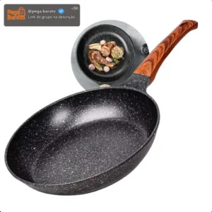 Frigideira Cerâmica Antiaderente Grande 24cm Para Fogão A Gás Indução Cooktop Panela Frita Sem Óleo Não Gruda Profissional Moderna Mix - Imagem 1